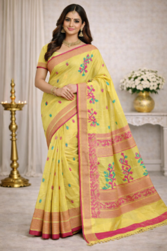 West Bengal Handloom Pure Cotton Dhakai Saree | Authentic Handwoven Dhakai Weave | Comfortable Cotton & Tassar Inspired Traditional Saree