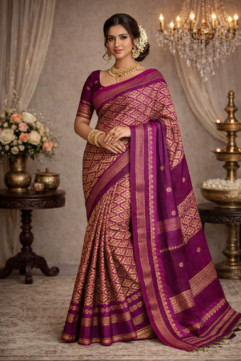 West Bengal Pure Cotton Handloom Saree with Handloom Mark & Free Blouse Piece