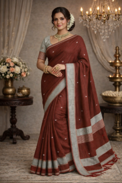 Authentic West Bengal Pure Cotton Handloom Saree with Handloom Mark & Free Blouse Piece